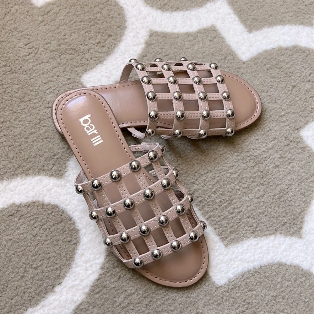 Bar III nude color cage sandals with studs sz 5 - Picture 1 of 4